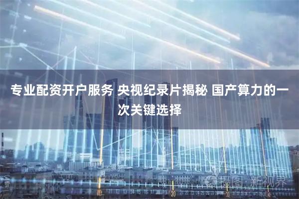 专业配资开户服务 央视纪录片揭秘 国产算力的一次关键选择